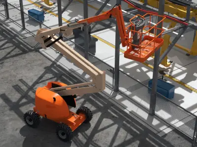  Articulating Boom Lift With Basket Orange 