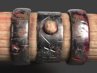 Stylized Hammer Textures with blood and without Low-poly 3D model