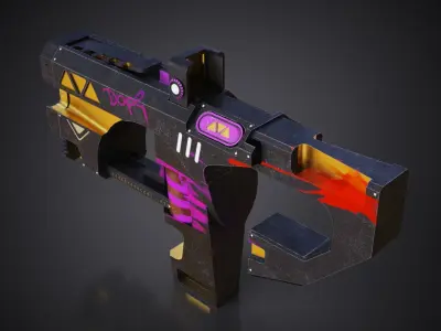 Cyberpunk SMG   Low-poly 3D model