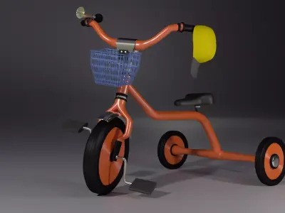 Vintage kids tricycle bicycle Free low-poly 3D model