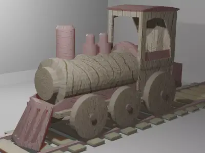 Toy Wooden Train Low-poly 3D model