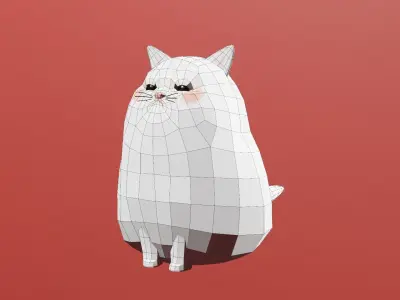 Two Legs Cat  Low-poly 3D model
