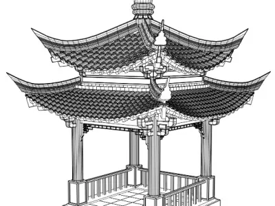 Japanese Pavilion Low-poly 3D model