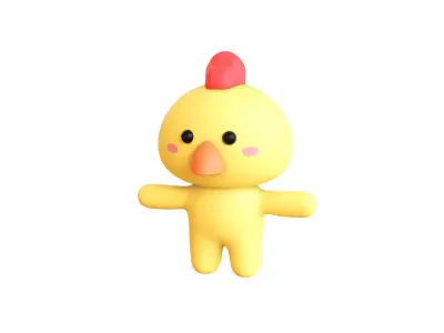 Character003 Chubby Chicken Low-poly 3D model