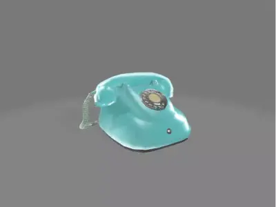 Green Retro Dial Phone  Low-poly 3D model