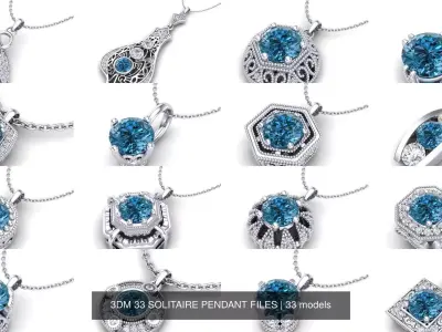 3DM 33 SOLITAIRE PENDANT FILES 3D Model Pack