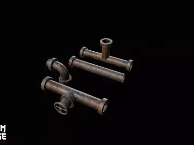 Industrial Pipe Low-poly 3D model