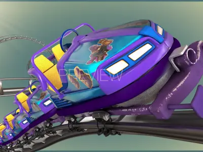 Animated Roller Coaster Train 3D model