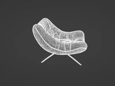 Modern Curved Leather Lounge Chair  3D model