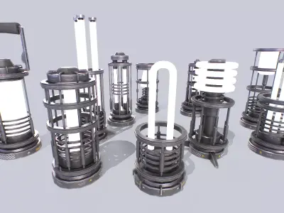 Sci fi lamp collection 3D Model Pack purchase