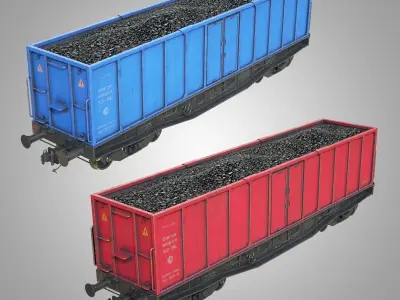 Railway Cargo Wagon Low-poly 3D model
