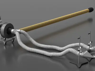 Telescopic Exhaust Removal Arm for Garage Yellow 3D model