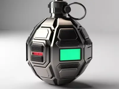 Futuristic Grenade with Digital Timer 3D model