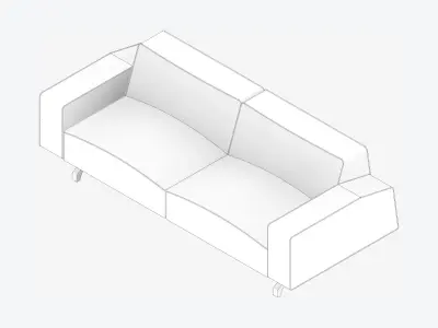 Seat - Sofa - Simplicity - Cosy - Double Low-poly 3D model