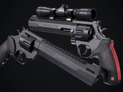 Taurus Raging Hunter 44 Magnum Black Low-poly 3D model