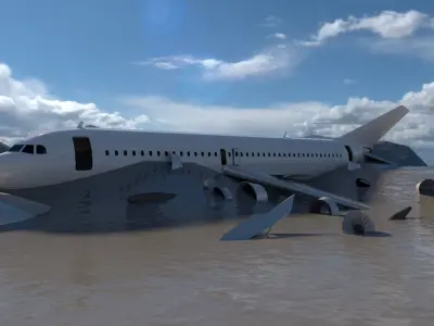 air-plane airplane in sand Low-poly 3D model