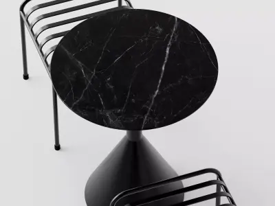 Industrial Table and Chair Coffee Black 3D Model 3D model