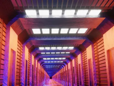 Sci-fi spaceship corridor 3D model
