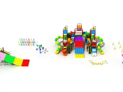 Kids outdoor commercial play structure 3D model 3D model 28