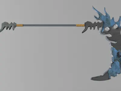 Scythe Low-poly 3D model 2