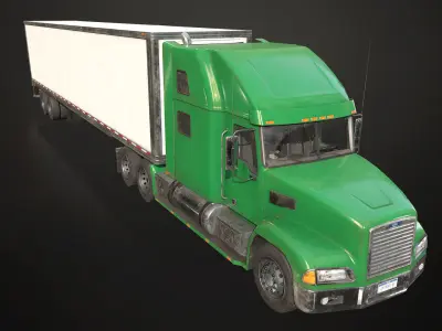 Semi Truck Refrigerated Trailer Low-poly 3D model