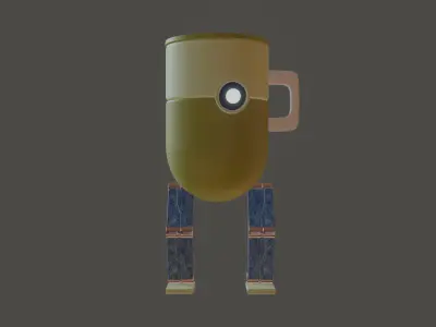 Walking Coffee Mug Robot  3D Model 3D model