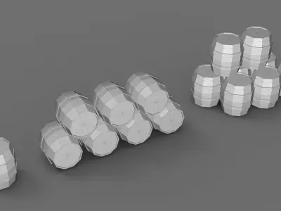 Low Poly  Stylized Barrels Lowpoly 3D model Low-poly 3D model