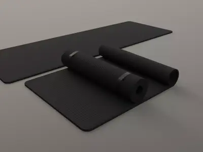 PBR Yoga Mat - Black Low-poly 3D model