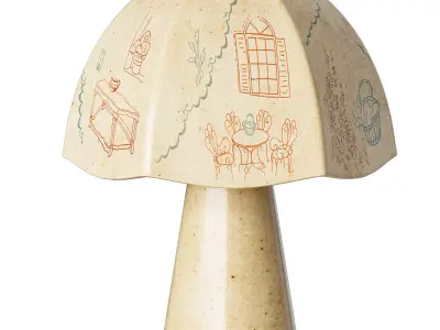 Zara Home ceramic table lamp with hand-painted motif 3D model