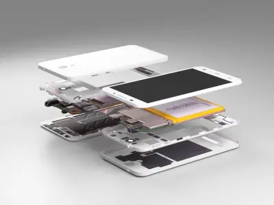  Low polygon disassembled mobile phone 