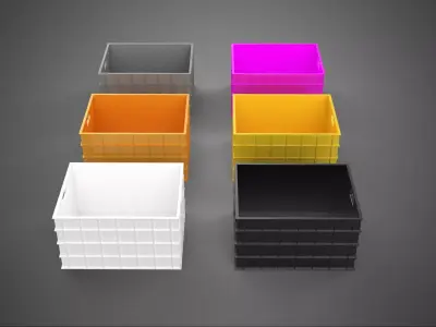 STANDARD YELLOW PURPLE ORANGE WHITE BLACK GRAY PLASTIC CRATE BOX 3D model