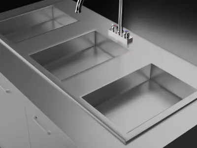 Food Truck Sink - Commercial Kitchen 3D Model Low-poly 3D model
