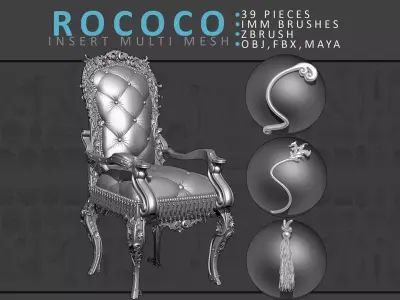 Rococo Brush Set 3D model