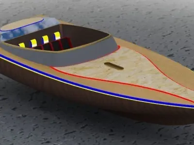 speedboat wooden boat 3D model