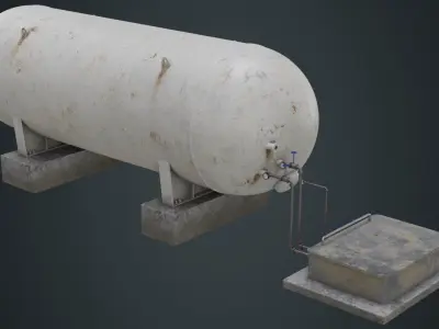 Industrial Gas Tank 1B  Low-poly 3D model