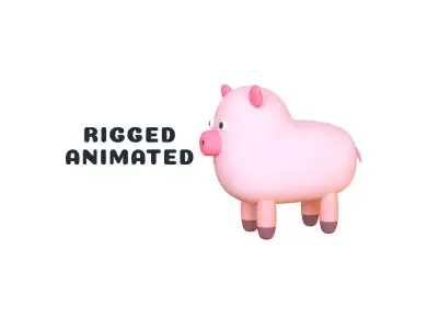 Low-Poly Pig Animated - Fun World Animal  Low-poly 3D model