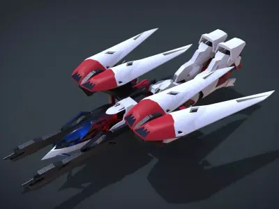 Wing 01x SpaceShip Low-poly 3D model