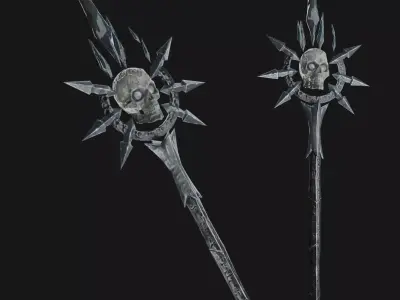Necromancer Staff 01 Low-poly 3D model