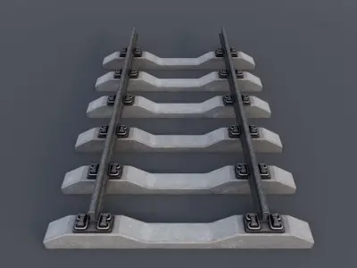 Rail Way Set Low-poly 3D model