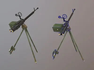 DShKM Soviet heavy machine gun Low-poly 3D model