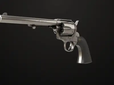 Revolver 03 Model Colt Silver All PBR Unity UE Textures Low-poly 3D model