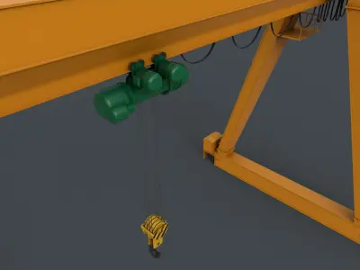 PBR Single Girder Gantry Crane V1 - YELLOW DARK Low-poly 3D model