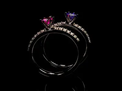 3D gold Diamond Ring for Wedding and Engagement  3D model