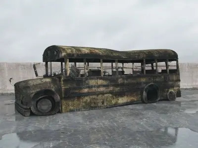 destroyed bus 006 am165 3D model