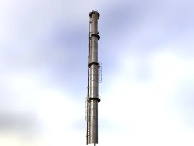 Industrial Chimney 002  Low-poly 3D model