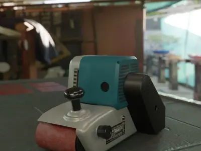 Realistic Power Tool Belt Sander 3D Model with PBR Texture Low-poly 3D model