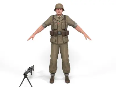 German Soldier 4 - Afrika Korps Low-poly 3D model