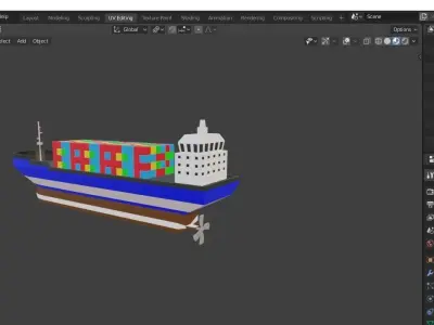 Cargo Ship  Low-poly 3D model