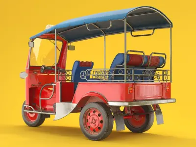 Tuk Tuk Taxi Low Poly PBR Low-poly 3D model
