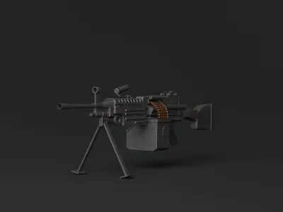Machine Rifle Low-poly 3D model